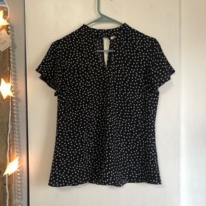 black and white polka dot blouse